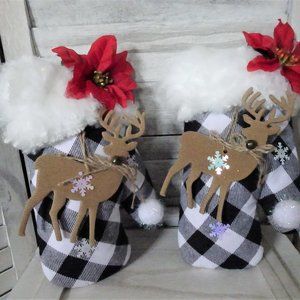 Buffalo Check Reindeer Christmas Mitts Set of (2)